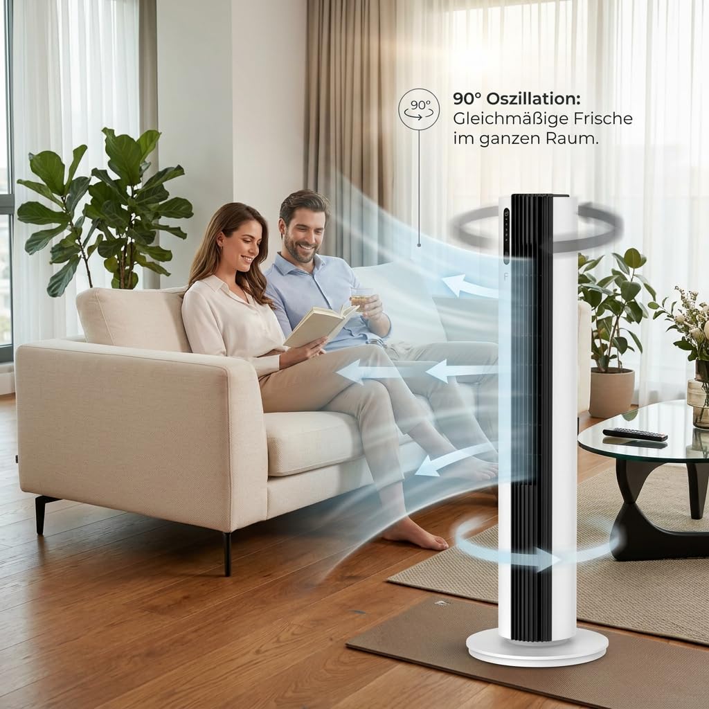 fakir-tv-640-turmventilator-wei-schwarz-leise-32-db image 5