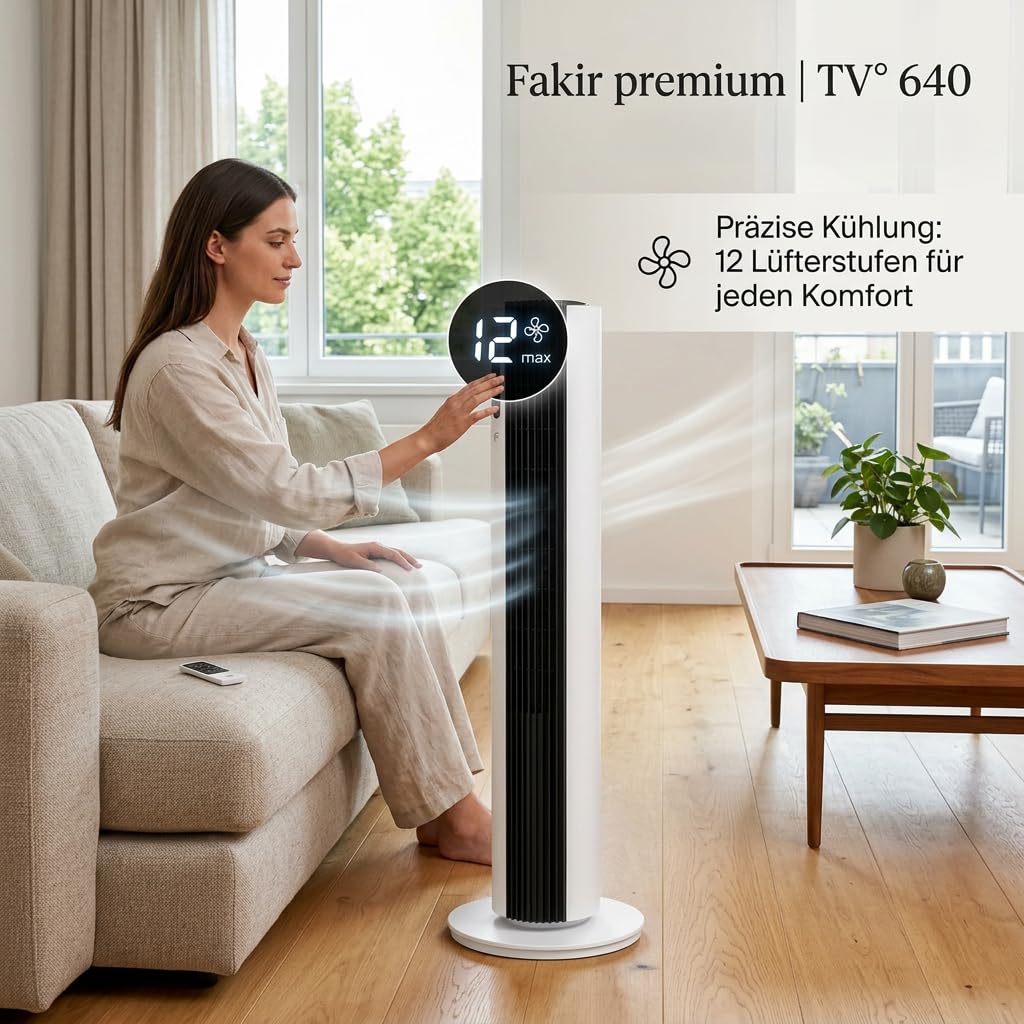 fakir-tv-640-turmventilator-wei-schwarz-leise-32-db image 3