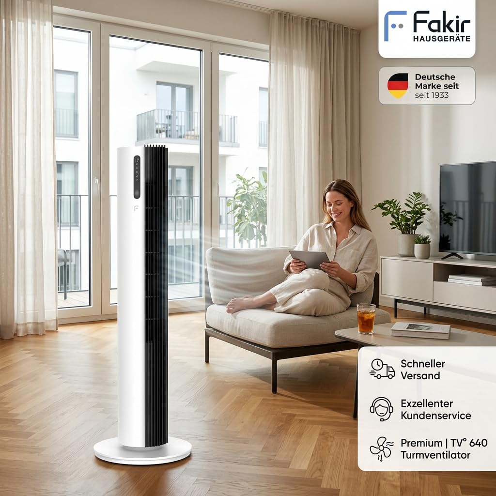 fakir-tv-640-turmventilator-wei-schwarz-leise-32-db image 7