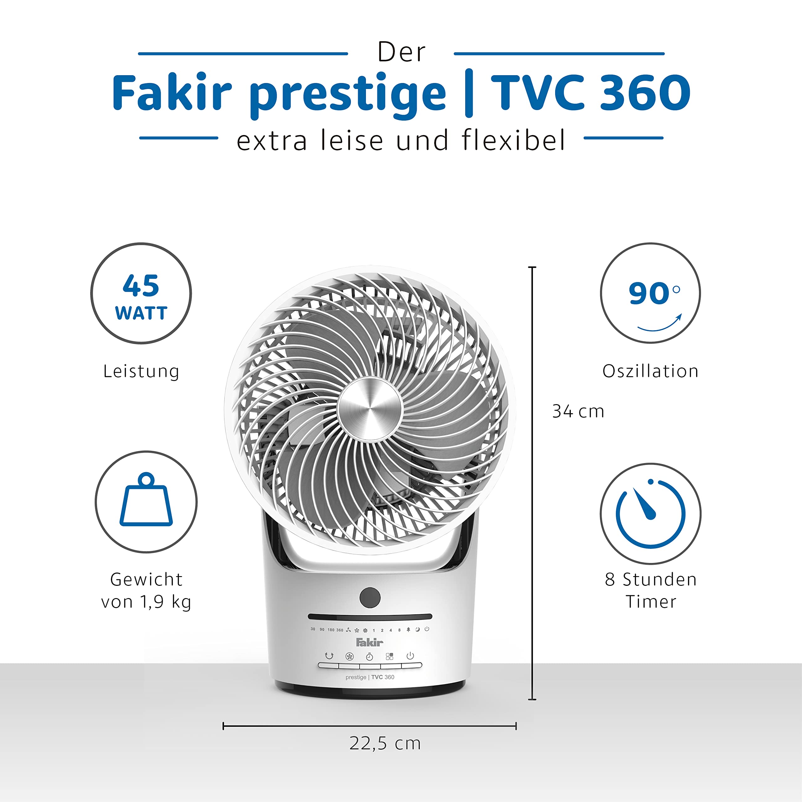 fakir-prestige-tvc-360-tischventilator-45w-wei-schwarz image 3