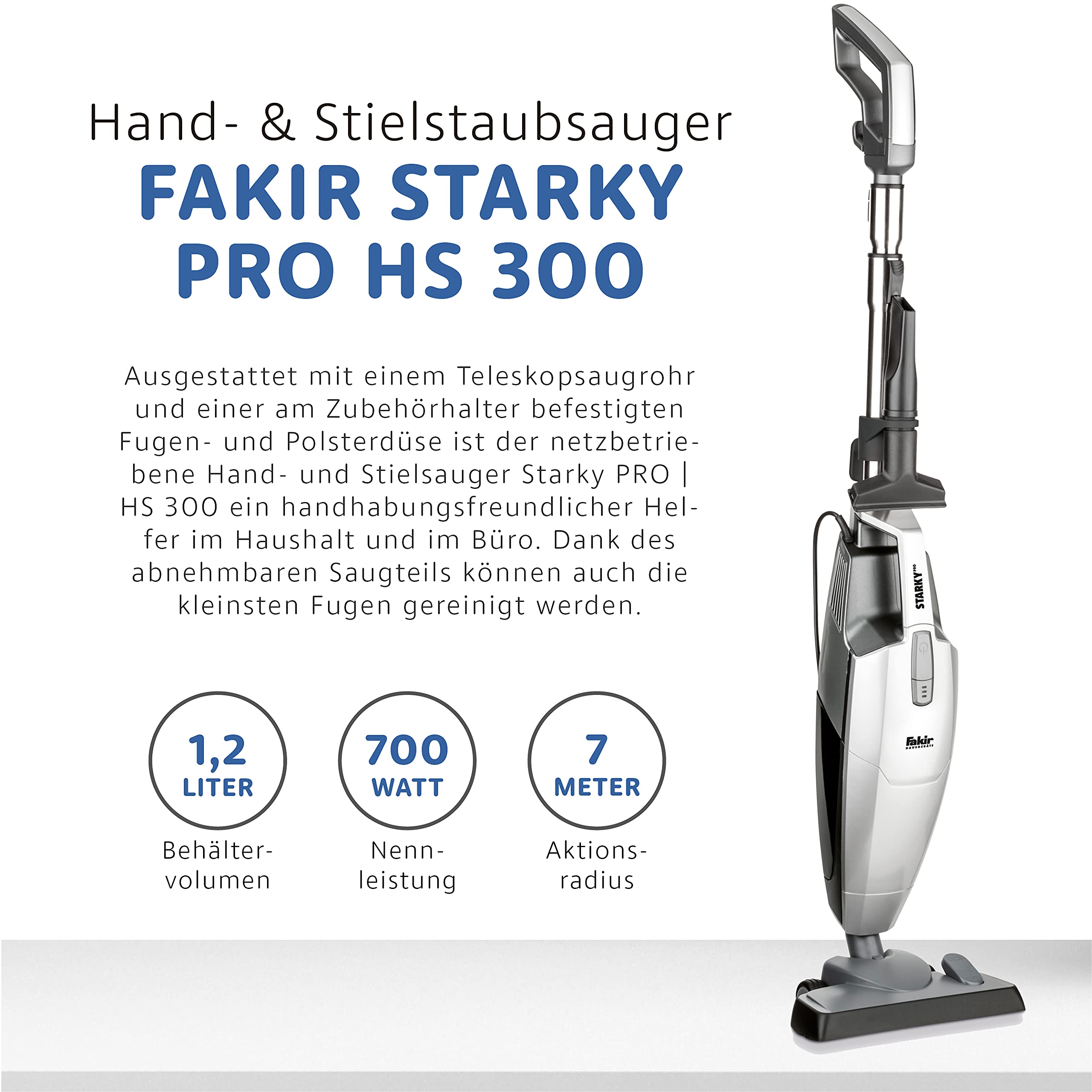 fakir-starky-pro-hs-300-stielstaubsauger-700w-beutellos image 3