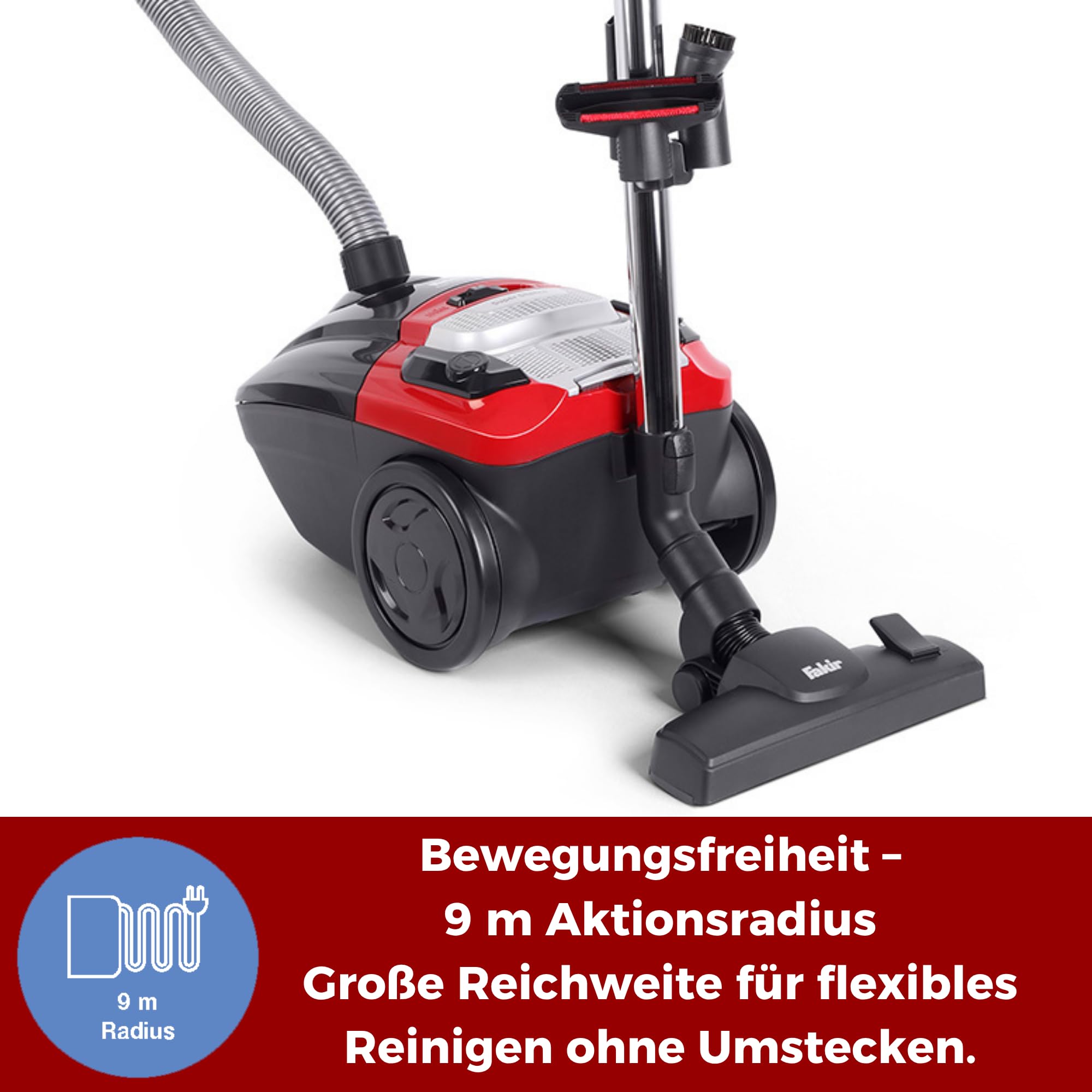 fakir-red-vac-power-staubsauger-mit-beutel-700-w-rot image 7