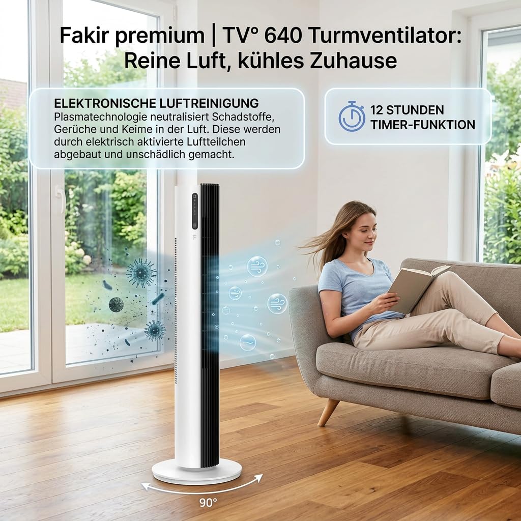 fakir-tv-640-turmventilator-wei-schwarz-leise-32-db image 6