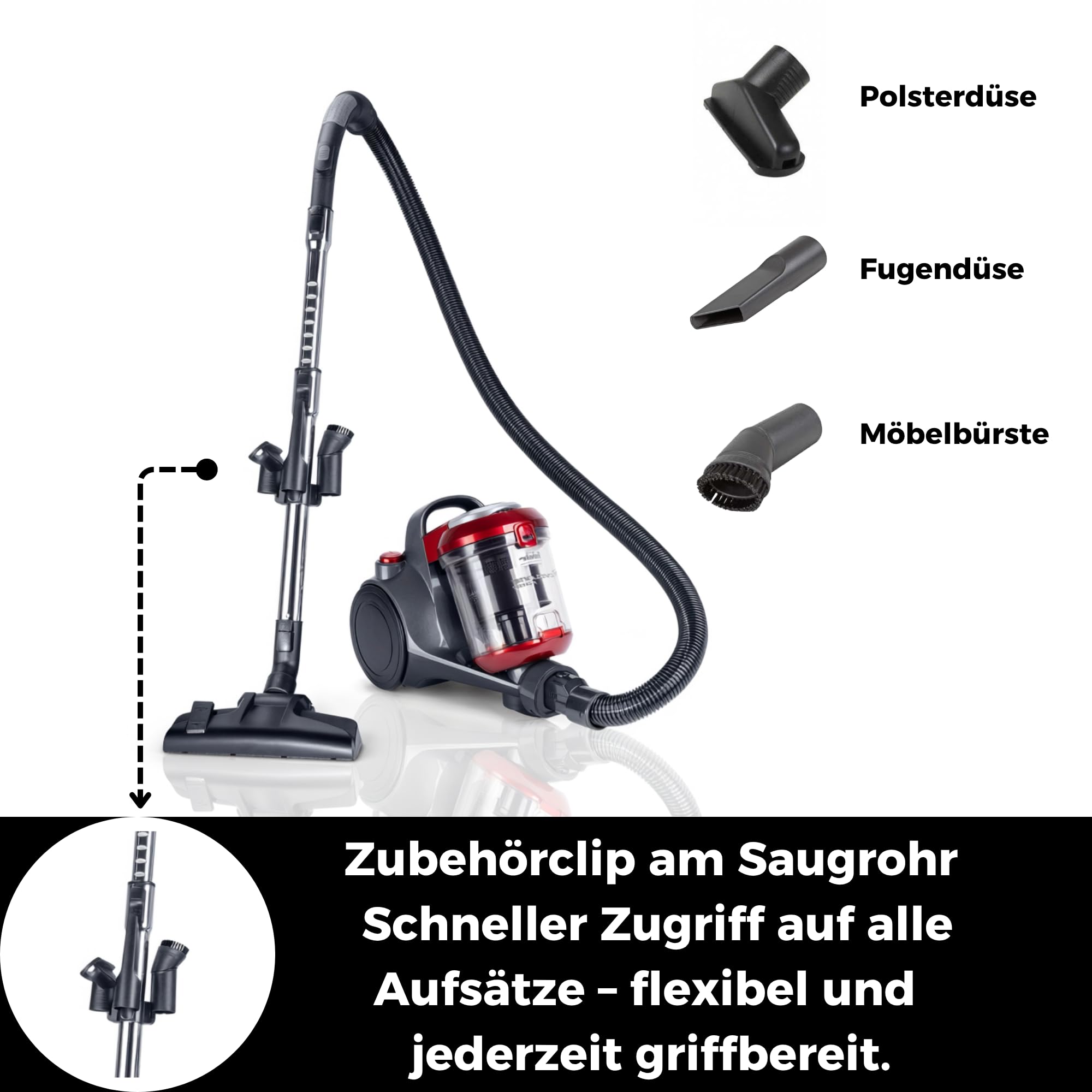 fakir-trend-bl-141-staubsauger-beutellos-700w-anthrazit-rot image 5