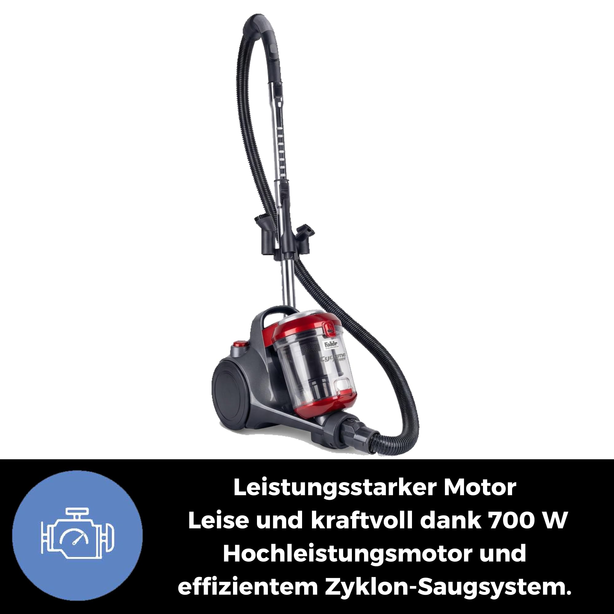fakir-trend-bl-141-staubsauger-beutellos-700w-anthrazit-rot image 2