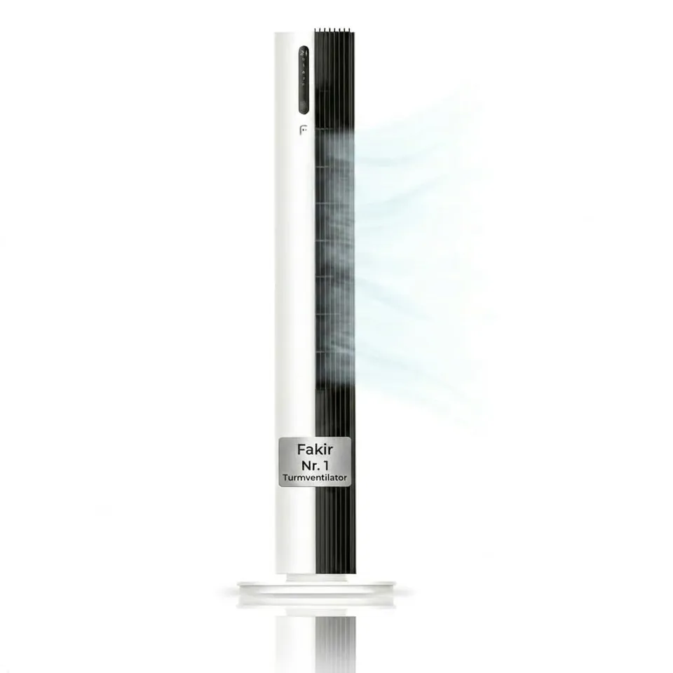 fakir-tv-640-turmventilator-wei-schwarz-leise-32-db image 1