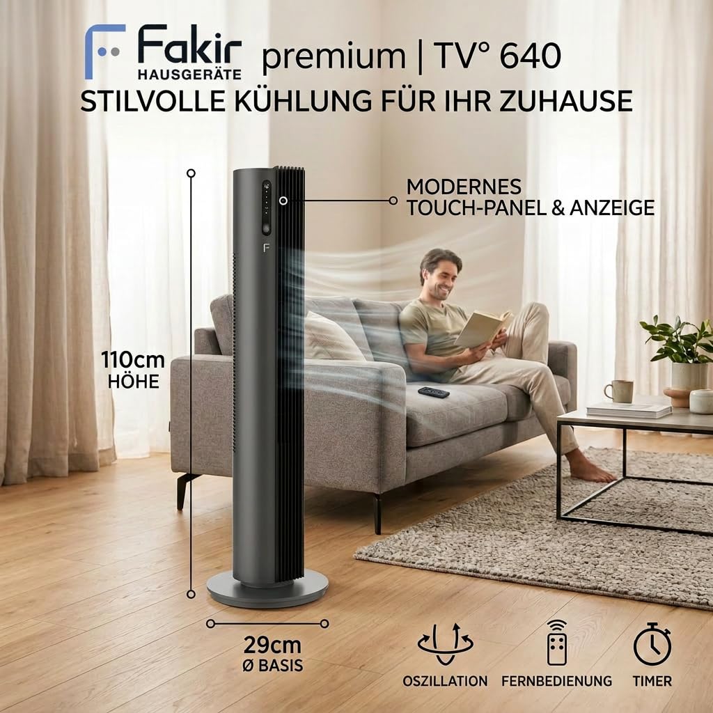 fakir-tv-640-turmventilator-anthrazit-leise-32-db image 2